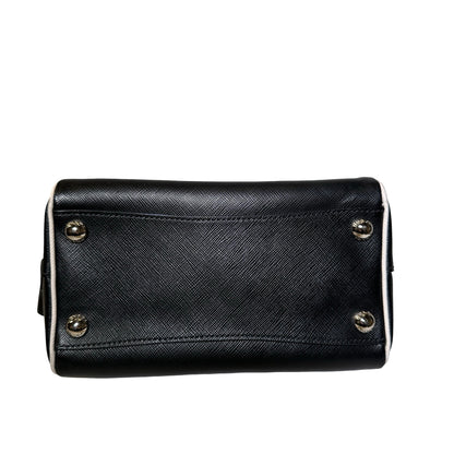 Used PRADA Lambskin Leather Small Top Handle Cross Body Bag PHW Black