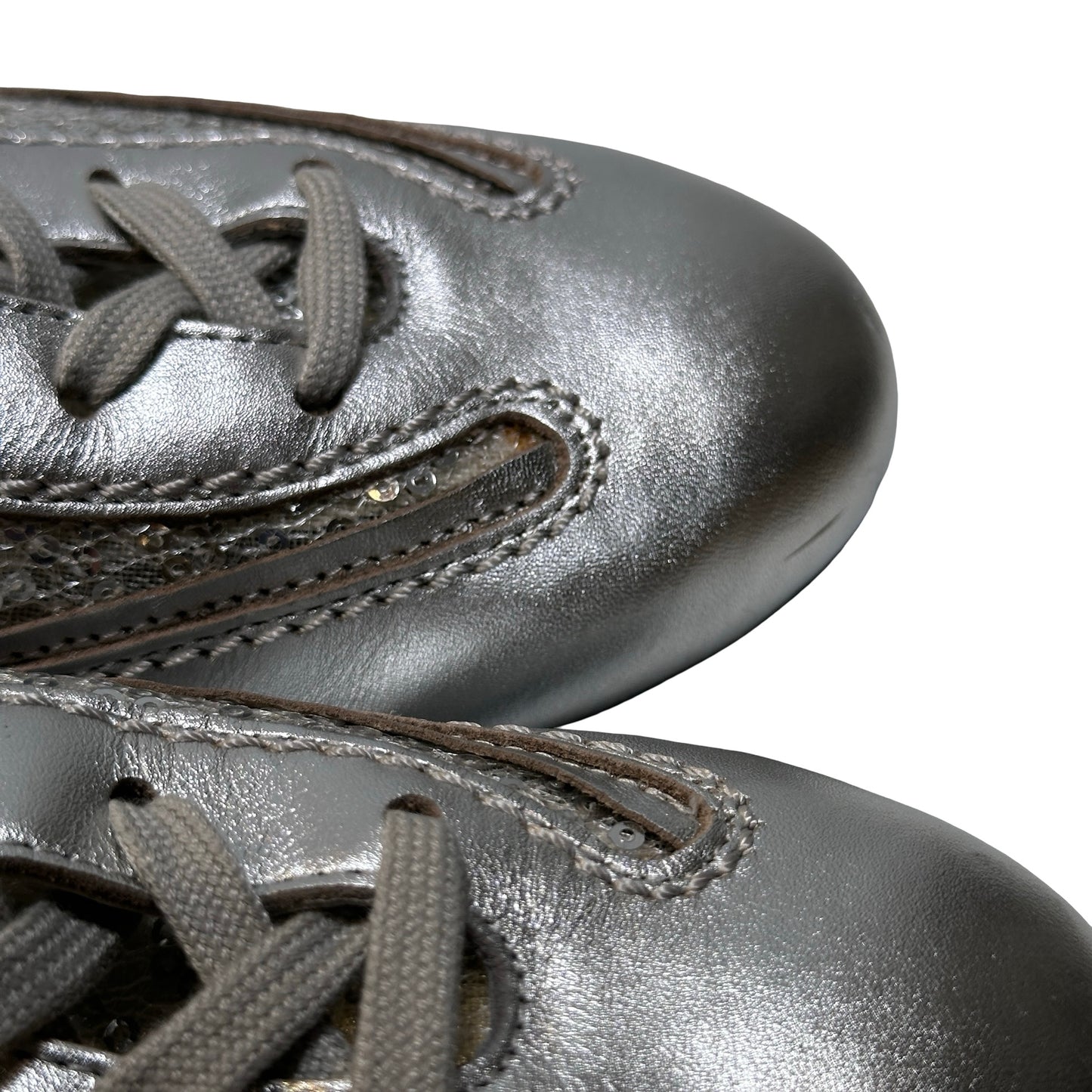 Used Hogan Calfskin Leather Shoes Silver
