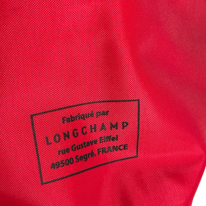 Used LONGCHAMP Eiffel Tower Print Le Pliage Eiffel Tower Tote Bag Red Brown