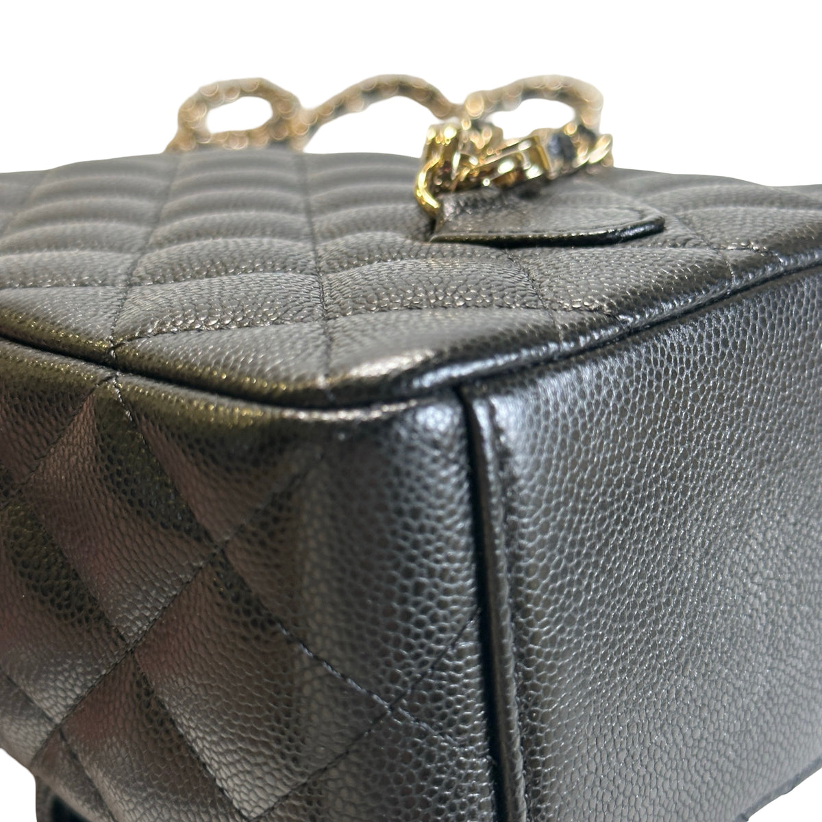 Used CHANEL Quilted Caviar Backpack Backpack Black