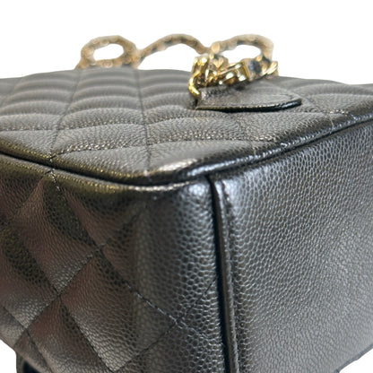 Used CHANEL Quilted Caviar Backpack Backpack Black
