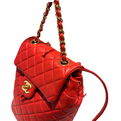 Used CHANEL Lambskin Urban Spirit Backpack Backpack Red
