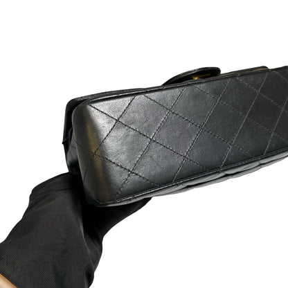Used Chanel Calfskin Leather CF 23 Shoulder Bag Black GHW