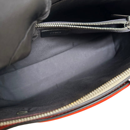 Used FENDI Leather By The Way Handbag Grey Orange Pink