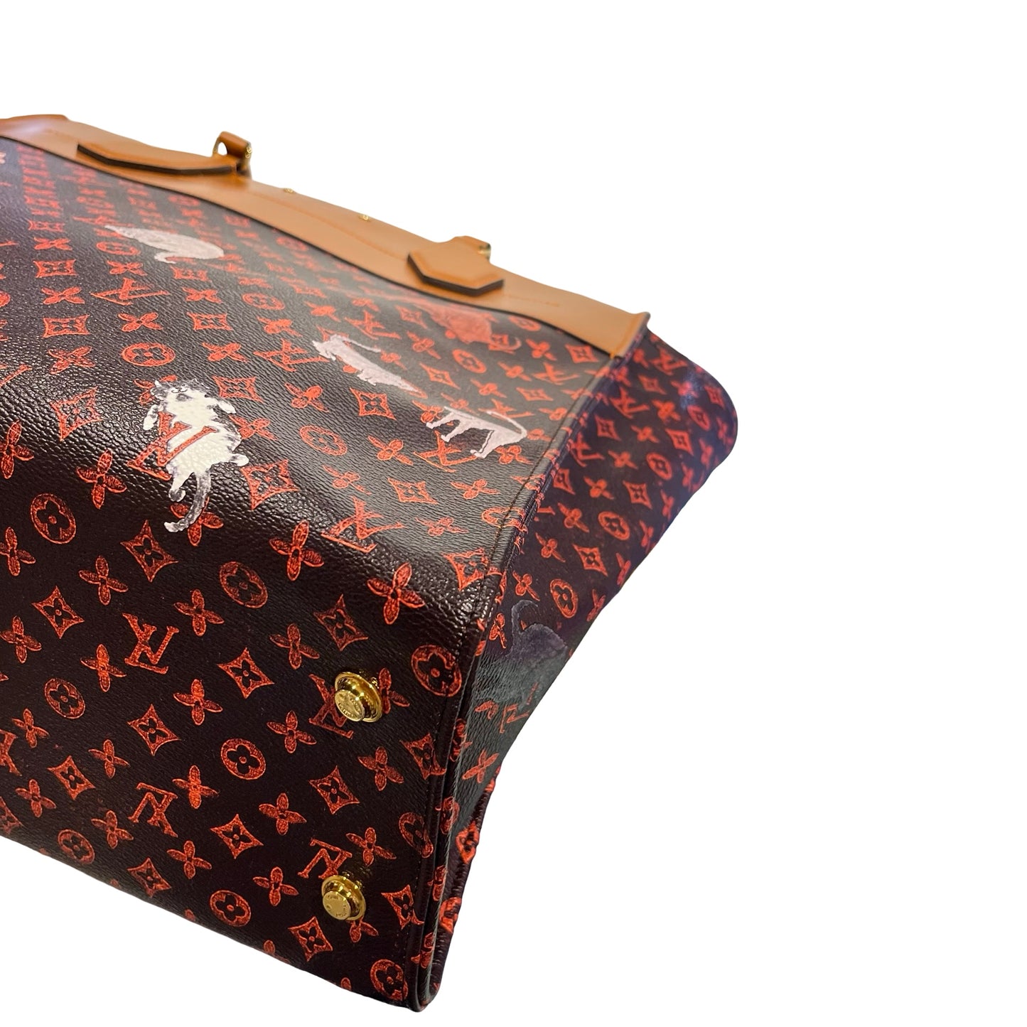 Used LOUIS VUITTON Monogram Catogram Neverfull MM Catogram Tote Bag Brown Orange Multicolor