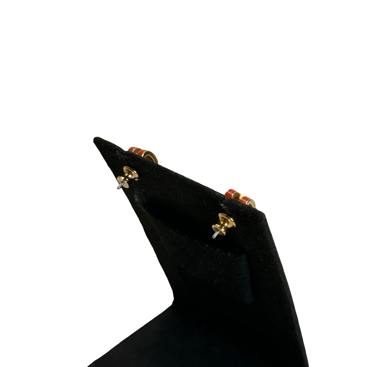 Used HERMES Enamel Pop H Earrings Orange Gold