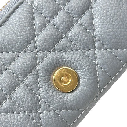 DIOR Cannage Calfskin Dior Caro Glycine Wallet Blue Ghw