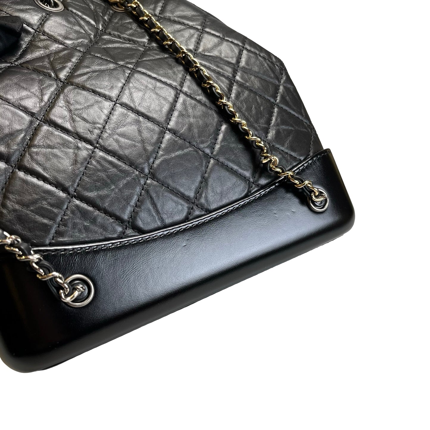 Used CHANEL Quilted Aged Calfskin Smooth Calfskin Gabrielle Backpack Black