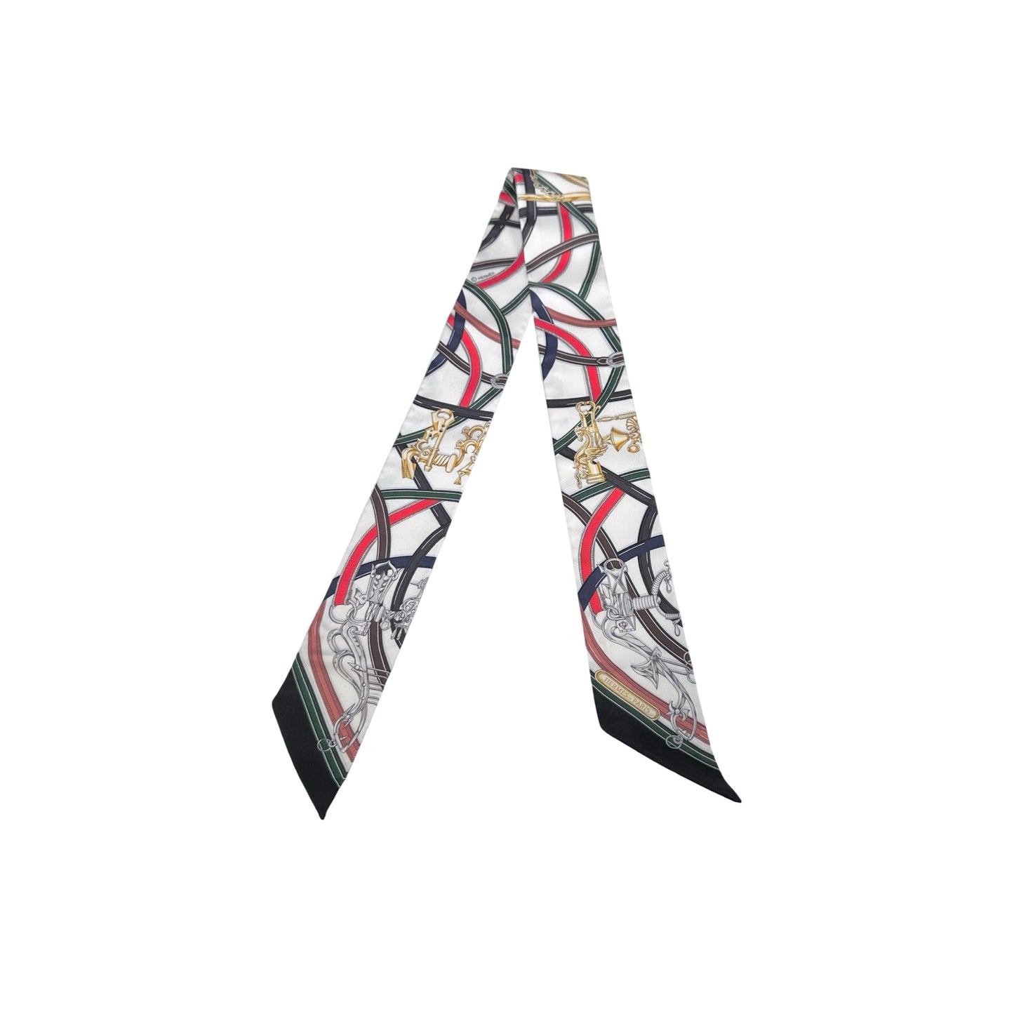 Used HERMES Silk Twilly Twilly Multicolor White