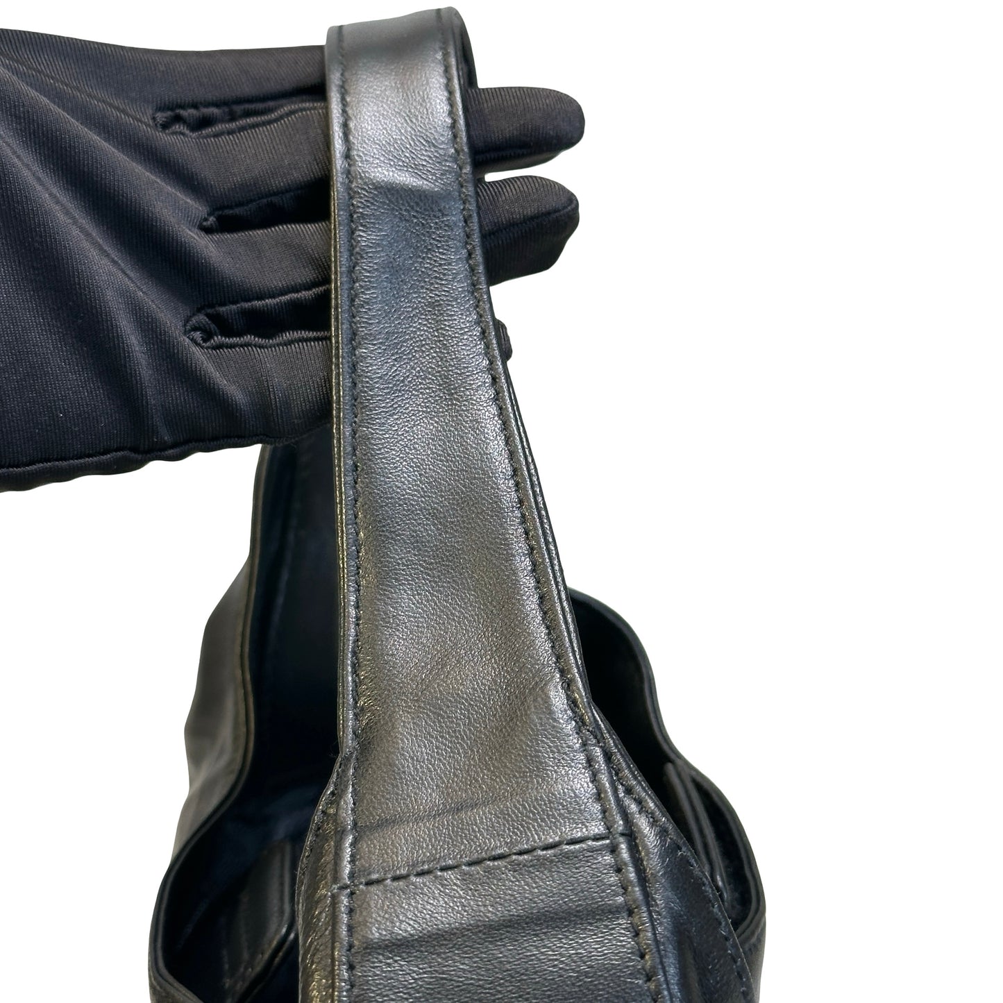 Used PRADA Leather Shoulder Bag Handbag Black