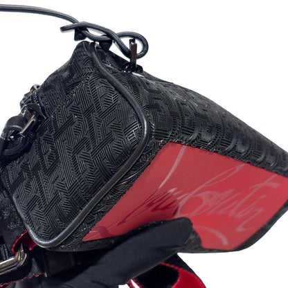 Used CHRISTIAN LOUBOUTIN Logo Textured ParisNYC Belt bag Black Red Silver