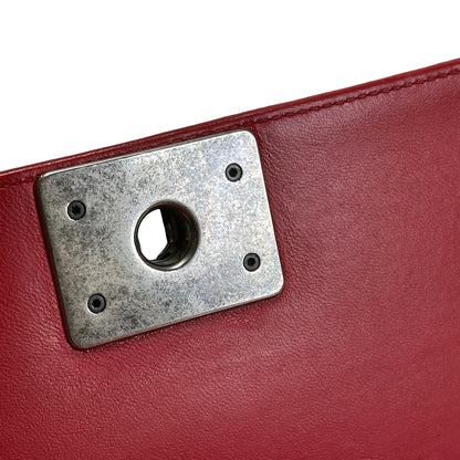 Used CHANEL Stingray Leather Boy Crossbody Bag Red