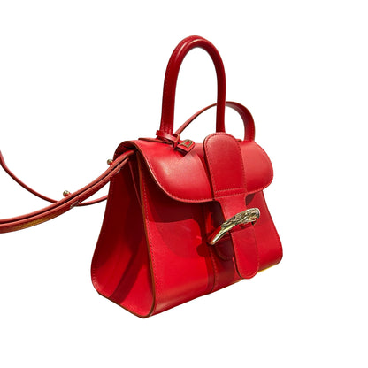 Used DELVAUX Brillant Mini Two Way Shoulder Bag Red