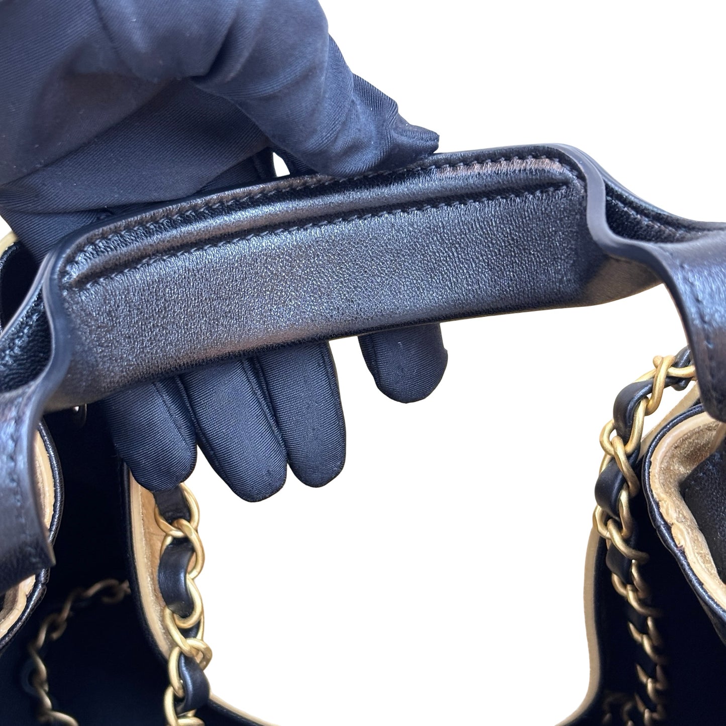 Used CHANEL Hobo 飯盒包 Shoulder Bag Beige Black GHW