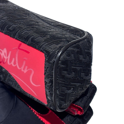 Used CHRISTIAN LOUBOUTIN Logo Textured ParisNYC Belt bag Black Red Silver