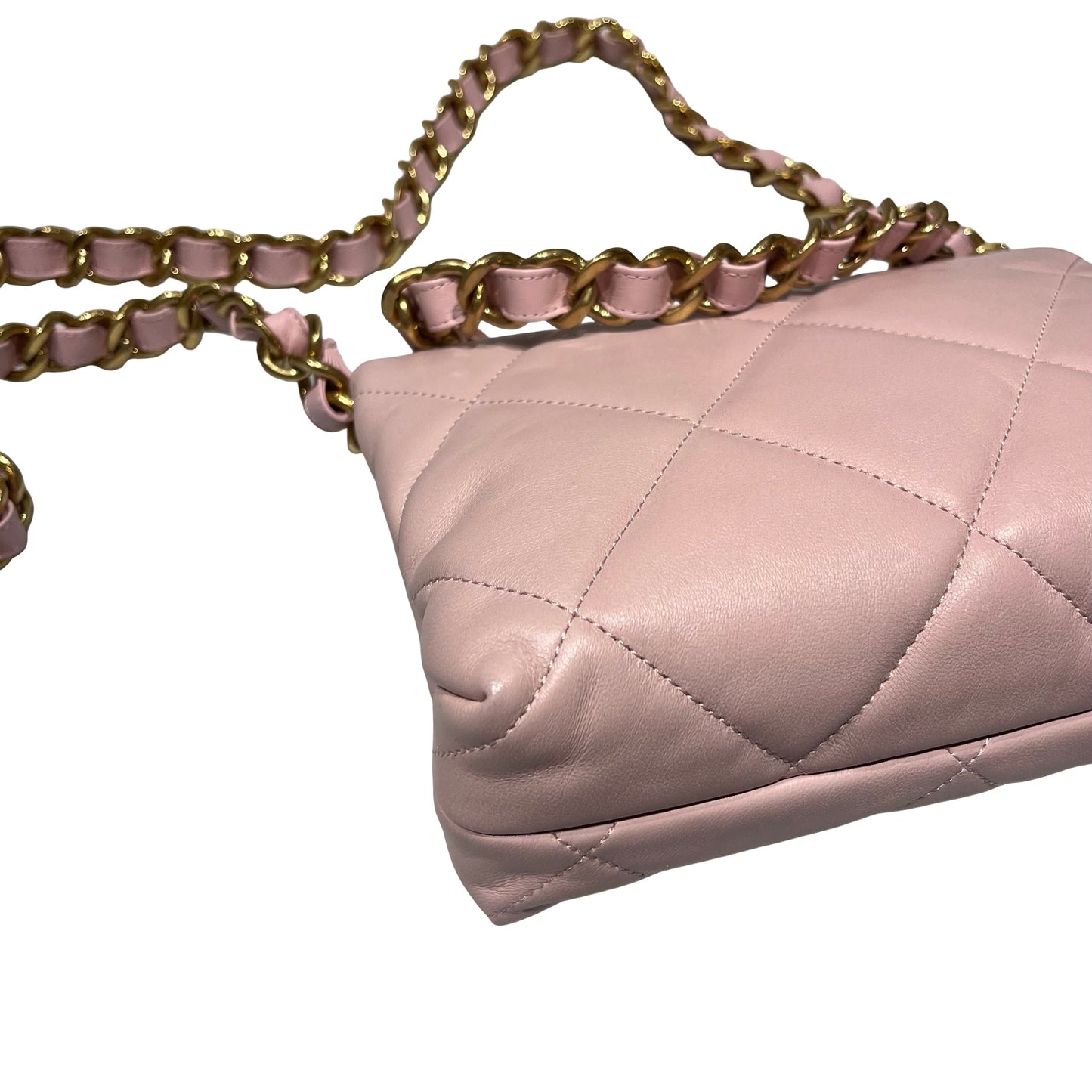 Used CHANEL Lambskin Leather Cross Body Bag Pink GHW