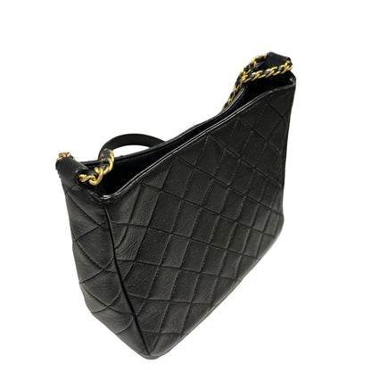Used CHANEL Lambskin 22PHobo Bag Shoulder Bag Black Gold