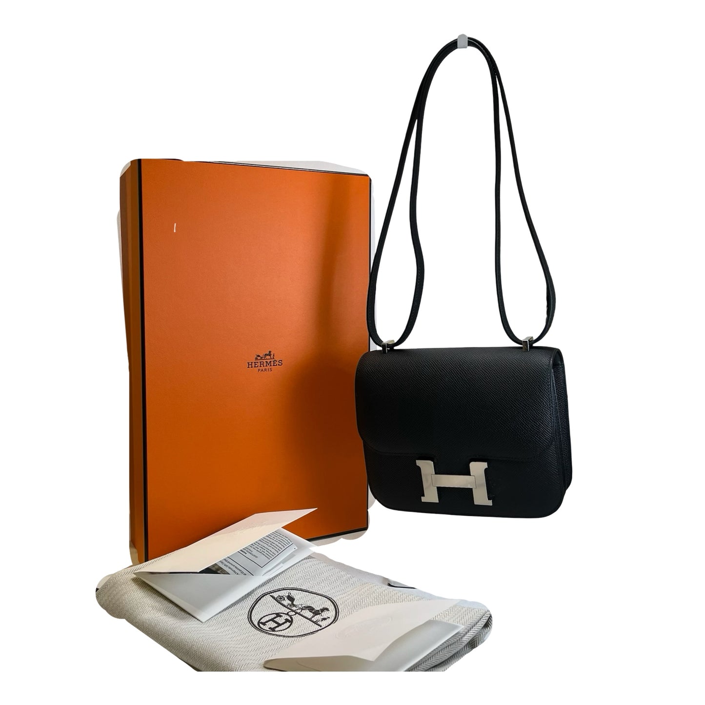 Brand New HERMES Epsom Mini Constance Shoulder Bag Black PHW