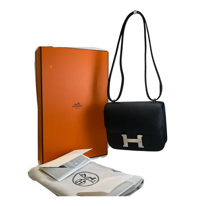 Brand New HERMES Epsom Mini Constance Shoulder Bag Black PHW