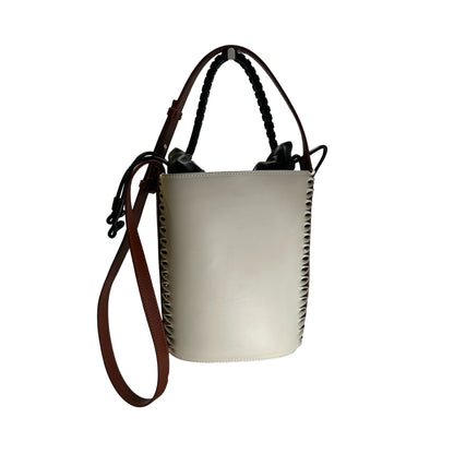 Used CHLOE Leather Gate Bucket Bag Bucket Bag White Brown Black