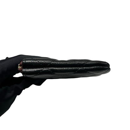 Unused CHANEL Calfskin Leather Pouch Black GHW