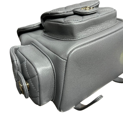 Used CHANEL Caviar Leather Small Duma Backpack Grey GHW