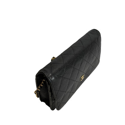 Used CHANEL Caviar Quilted Wallet on chain Wallet on chain Black Gold