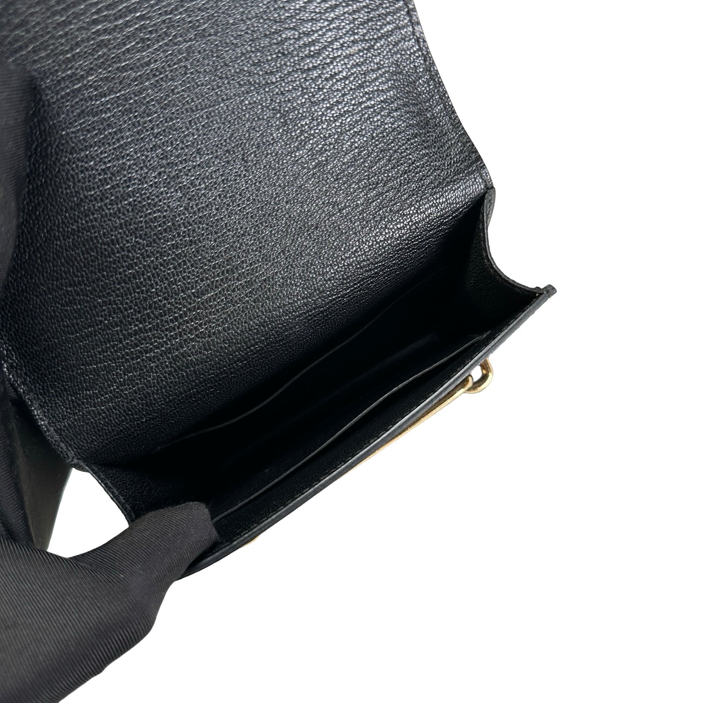 Used HERMES Leather Roulis Wallet Black Beige Gold