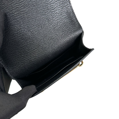 Used HERMES Leather Roulis Wallet Black Beige Gold