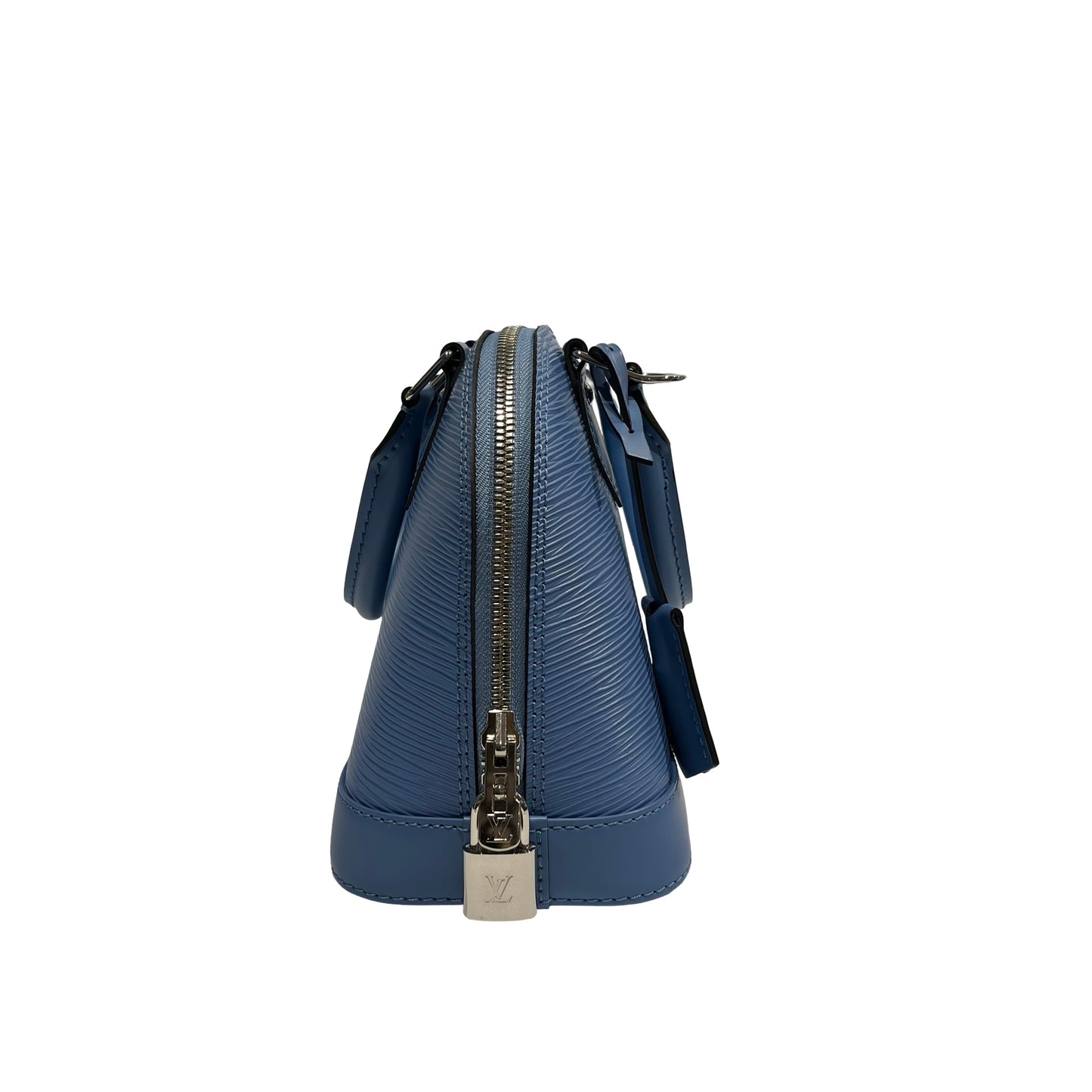 Used LOUIS VUITTON Calfskin Leather Alma Two Way Shoulder Bag PHW Blue