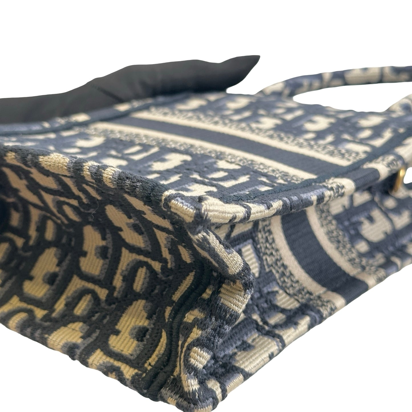 Used DIOR Dior Oblique Embroidery Mini Book tote phone bag Tote Bag Blue Beige