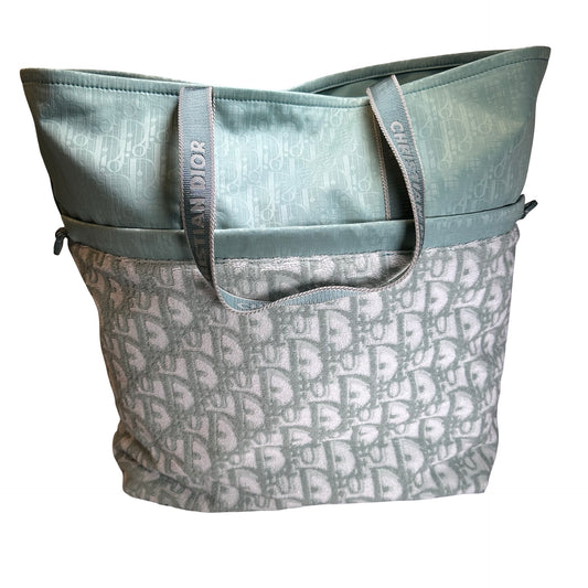 Used DIOR Dior Oblique Oblique Terry Tote Bag Tote Bag Green White