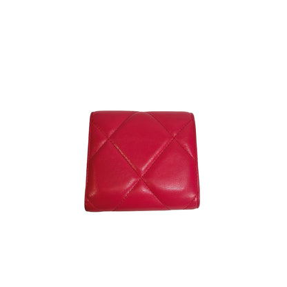Used CHANEL Quilted Lambskin 19 wallet Wallet Red Gold