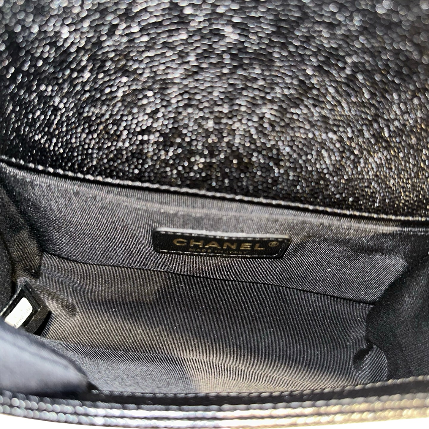 Used CHANEL Calfskin Leather Boy 20 V line Cross Body Bag Black GHW