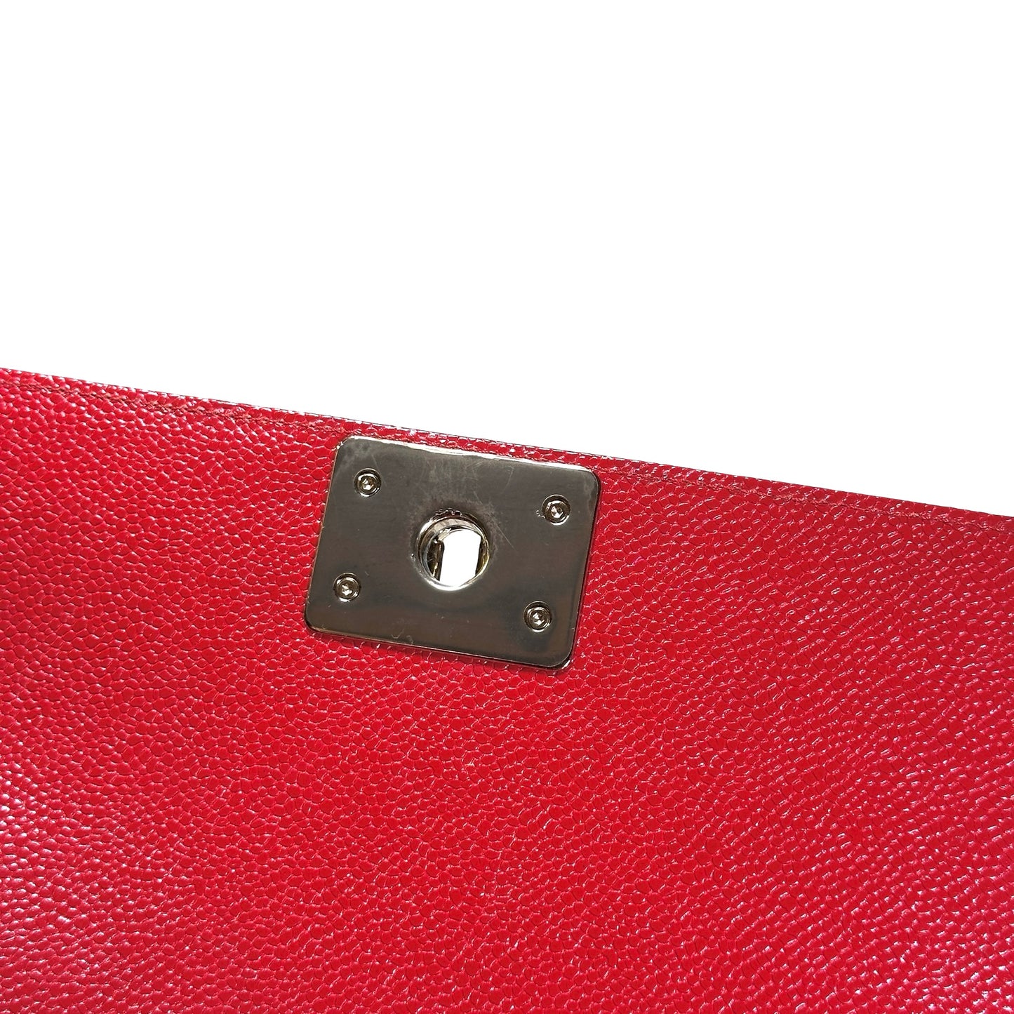 Used CHANEL Calfskin Boy Cross body bag Red GHW