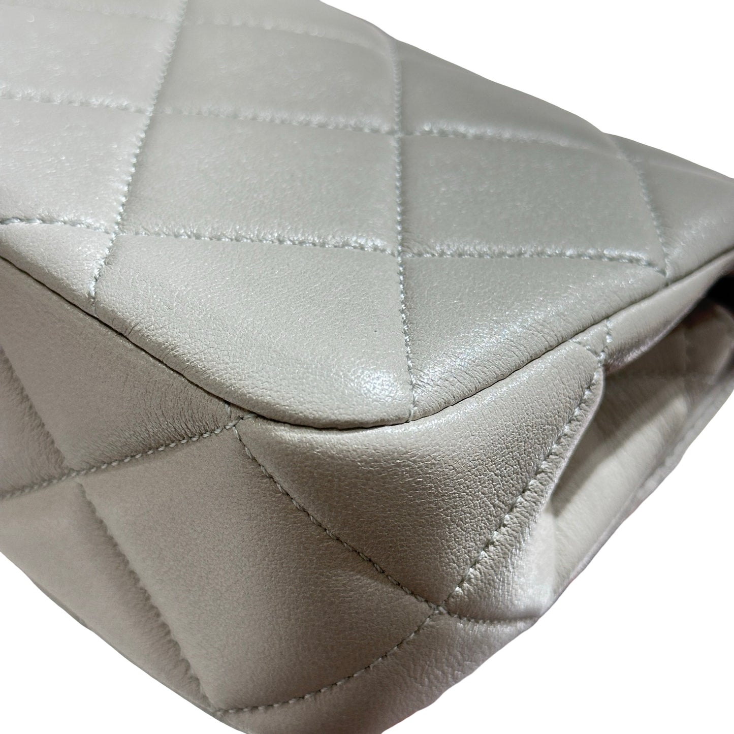 Used CHANEL Peal Crush Mini Flat 20cm Flat bag Grey GHW