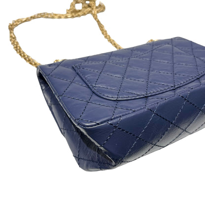 Unused CHANEL Mini 2.55 Cross Body Bag Navy Blue GHW