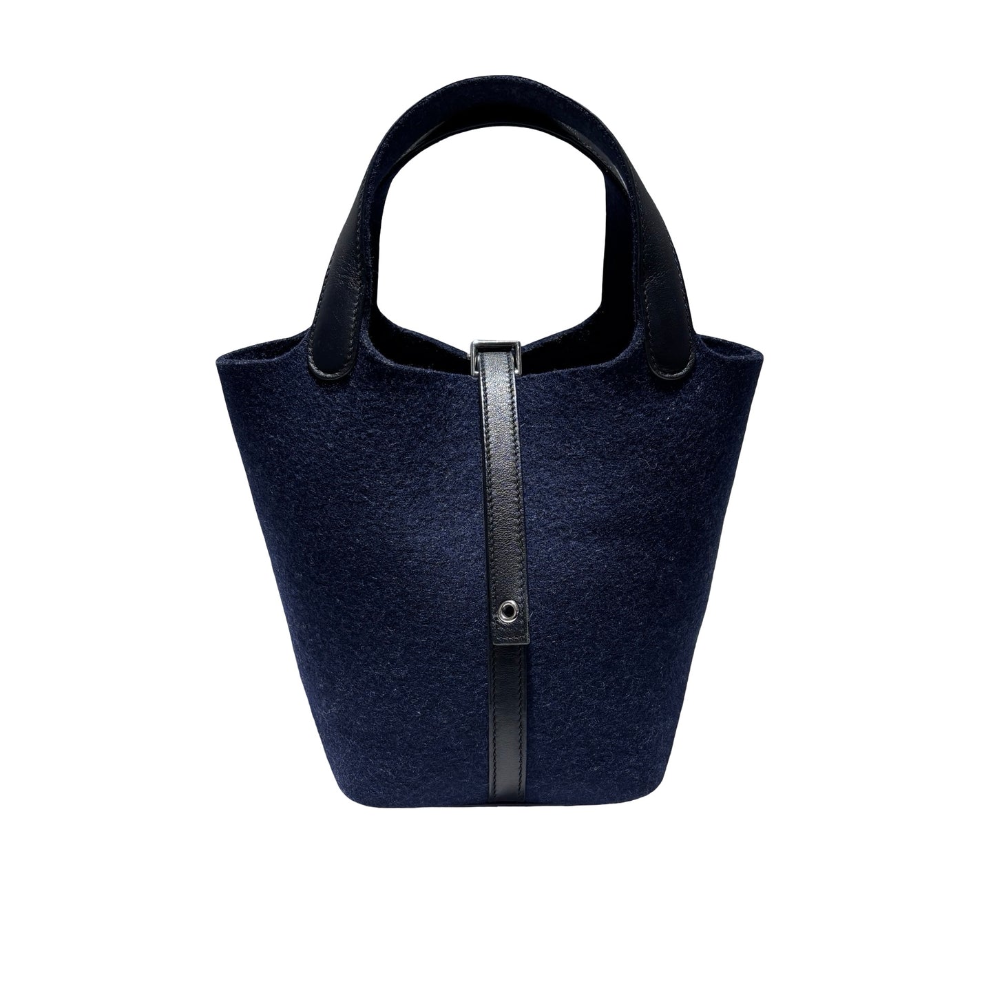 Used HERMÈS Wool Picotin 18 Handbag 2Z Bleu Nuit PHW