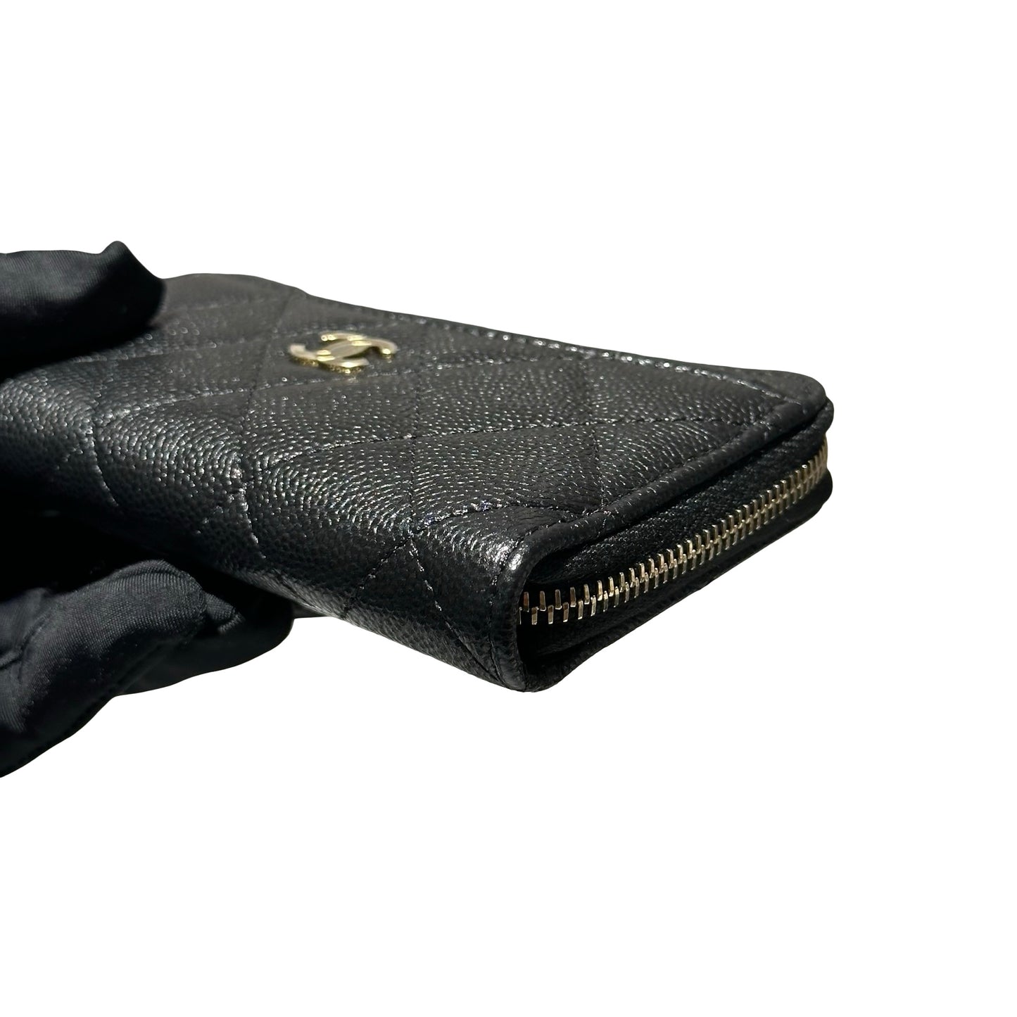 New CHANEL Calfskin Leather Wallet Black GHW