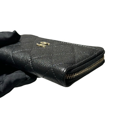 New CHANEL Calfskin Leather Wallet Black GHW