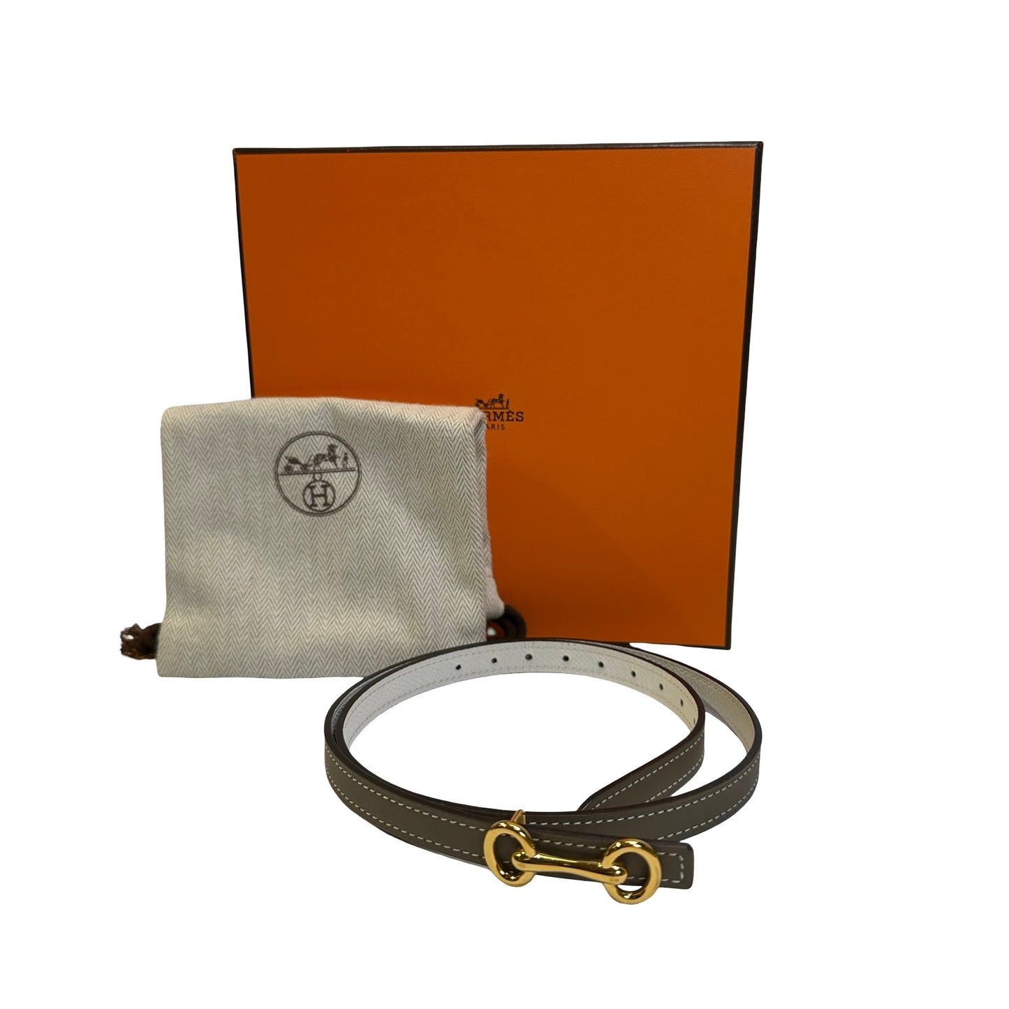 Used HERMES Epsom Kelly Belt Etoupe Gold