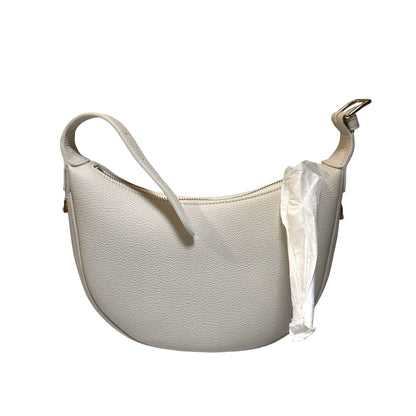 Used CELINE Grained Calfskin Teen Lulu Rice Hobo Bag White Ghw