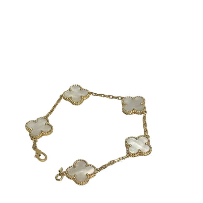 Used VAN CLEEF & ARPELS Mother of Pearl Yellow Gold Vintage Alhambra 5-motif bracelet BRACELET Gold White