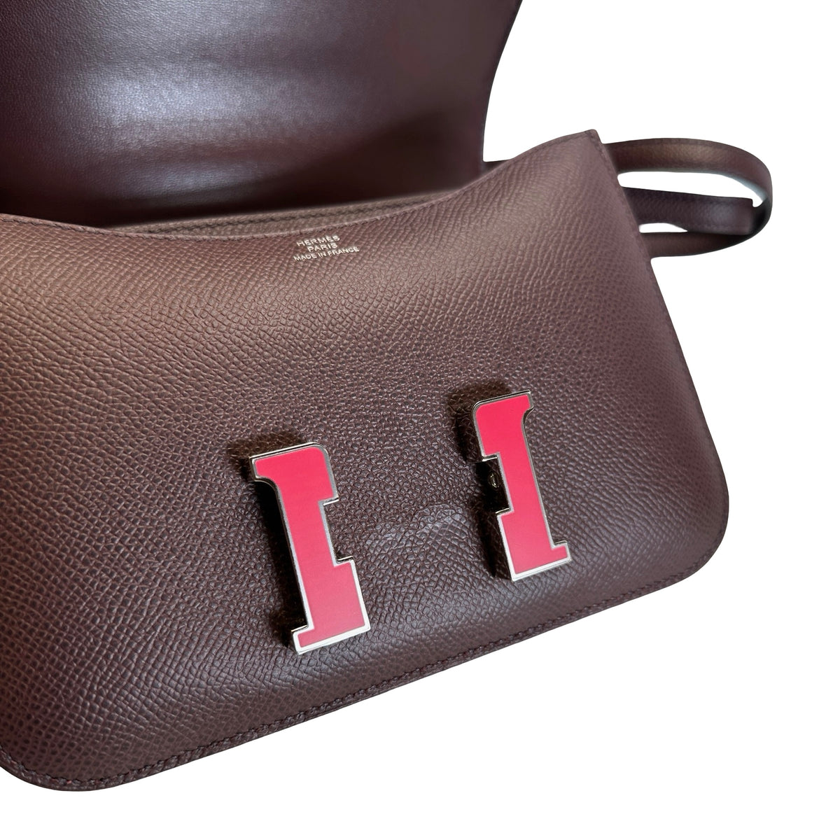 Used HERMES Epsom Mini Constance Crossbody Bag Rouge