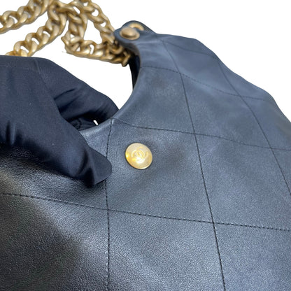 Used CHANEL Quilted Hobo Bag Hobo Bag Black Gold Hardware