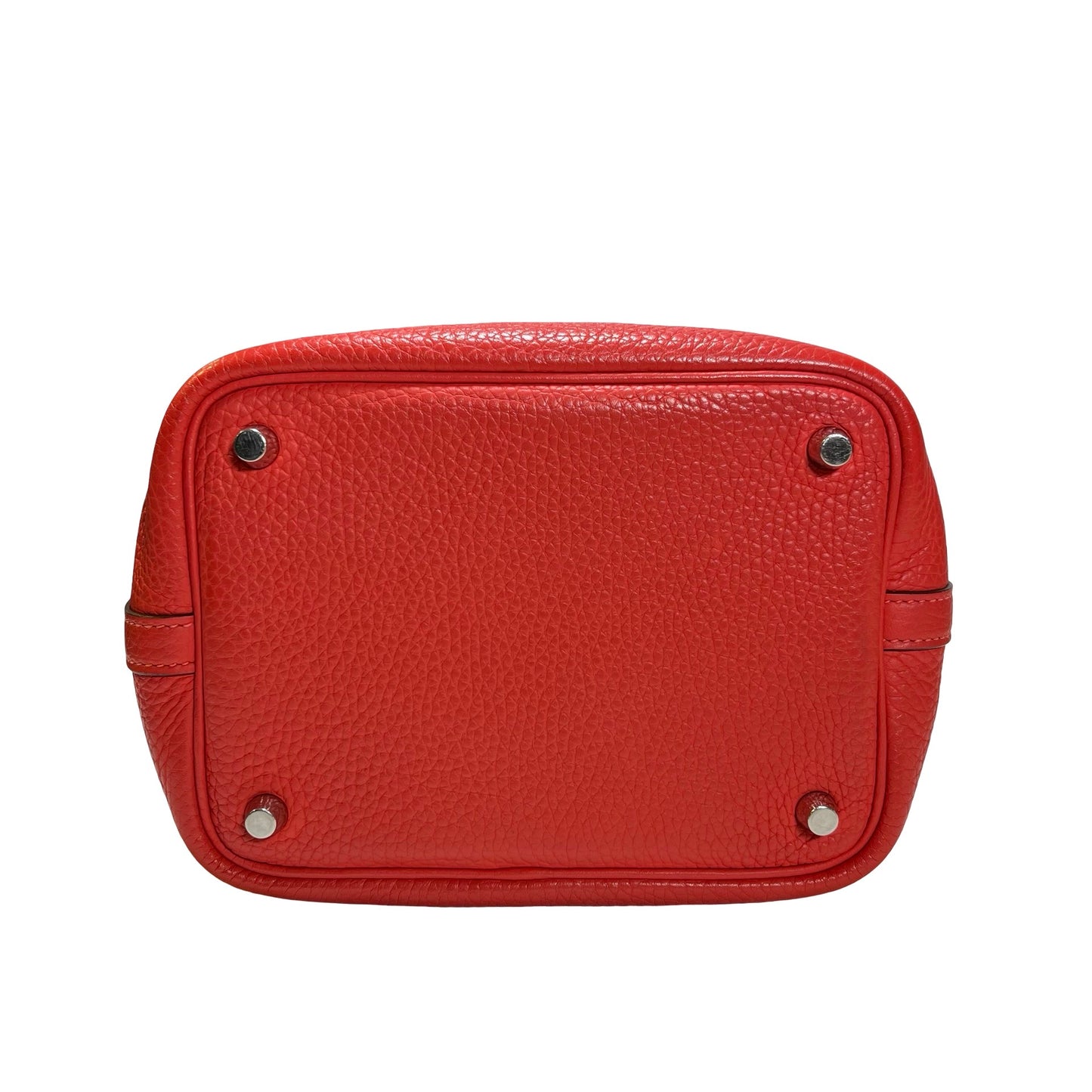 Used HERMES Calfskin Leather Picotin Clutch Pink
