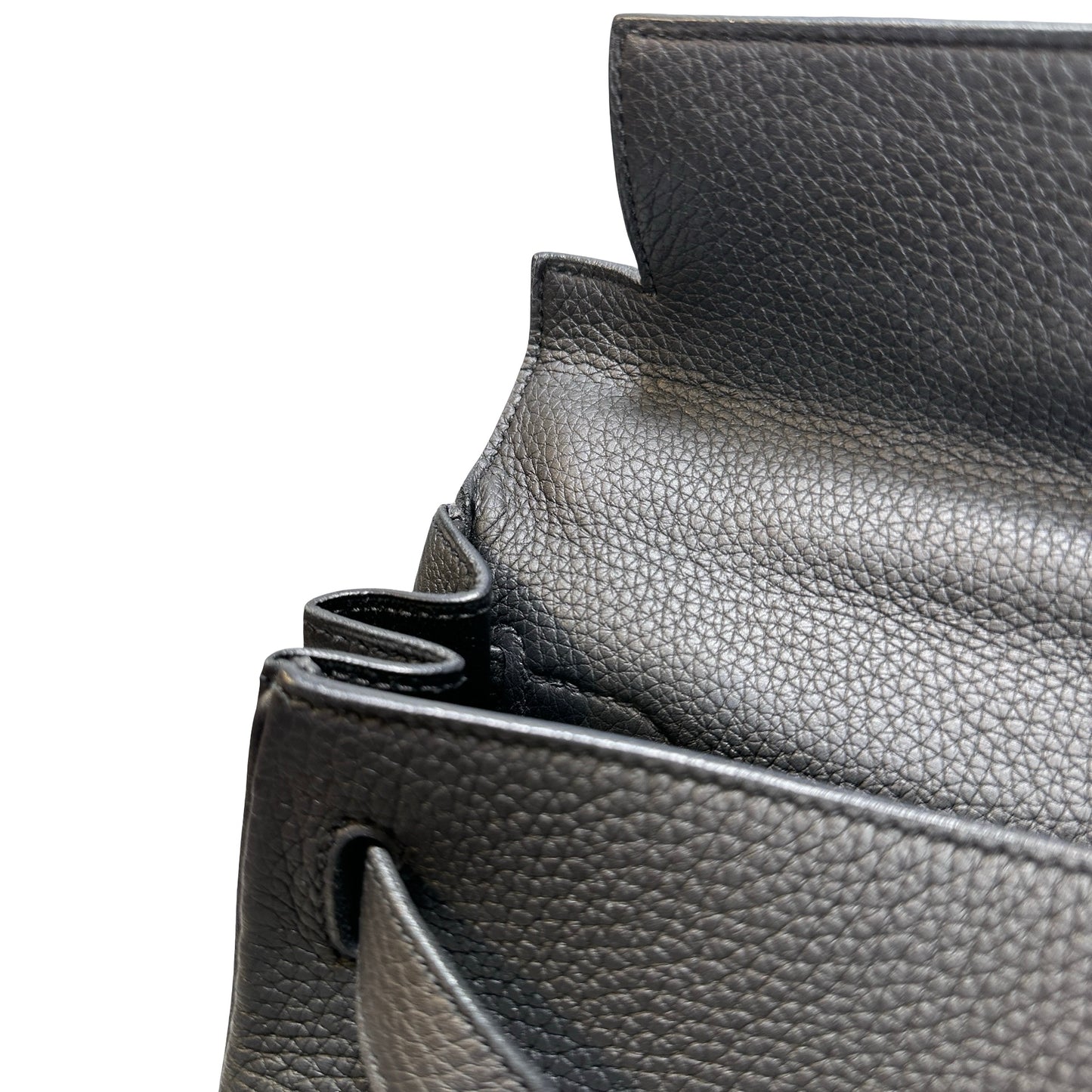 Used Hermès Clemence leather Kelly 28 Handbag Black GHW