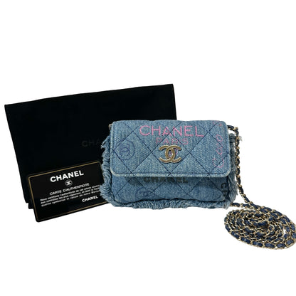 Used CHANEL Cross Body Bag Denim blue GHW