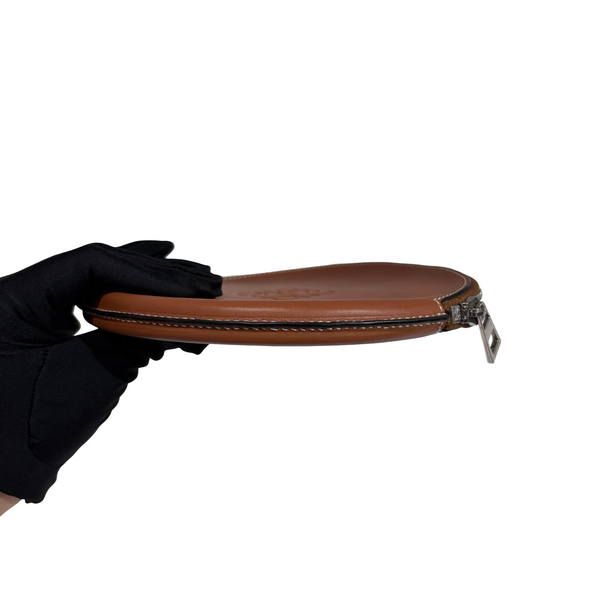 Used LOEWE Leather Anagram Heel Pouch Crossbody Bag Brown，PHW