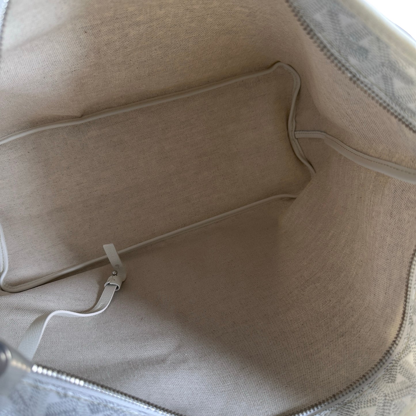 Used GOYARD Canvas Hobo Bag Shoulder Bag White PHW